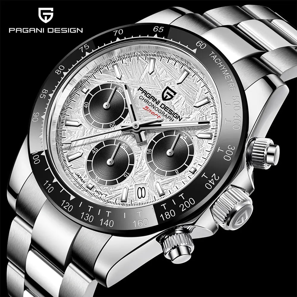 PAGANI DESIGN 2024 New PD-1644 Meteorite Dial Fashion Men Quartz Wristwatches 100M Sapphire Glass Chronograph relogio masculino Humana Conditio LLC