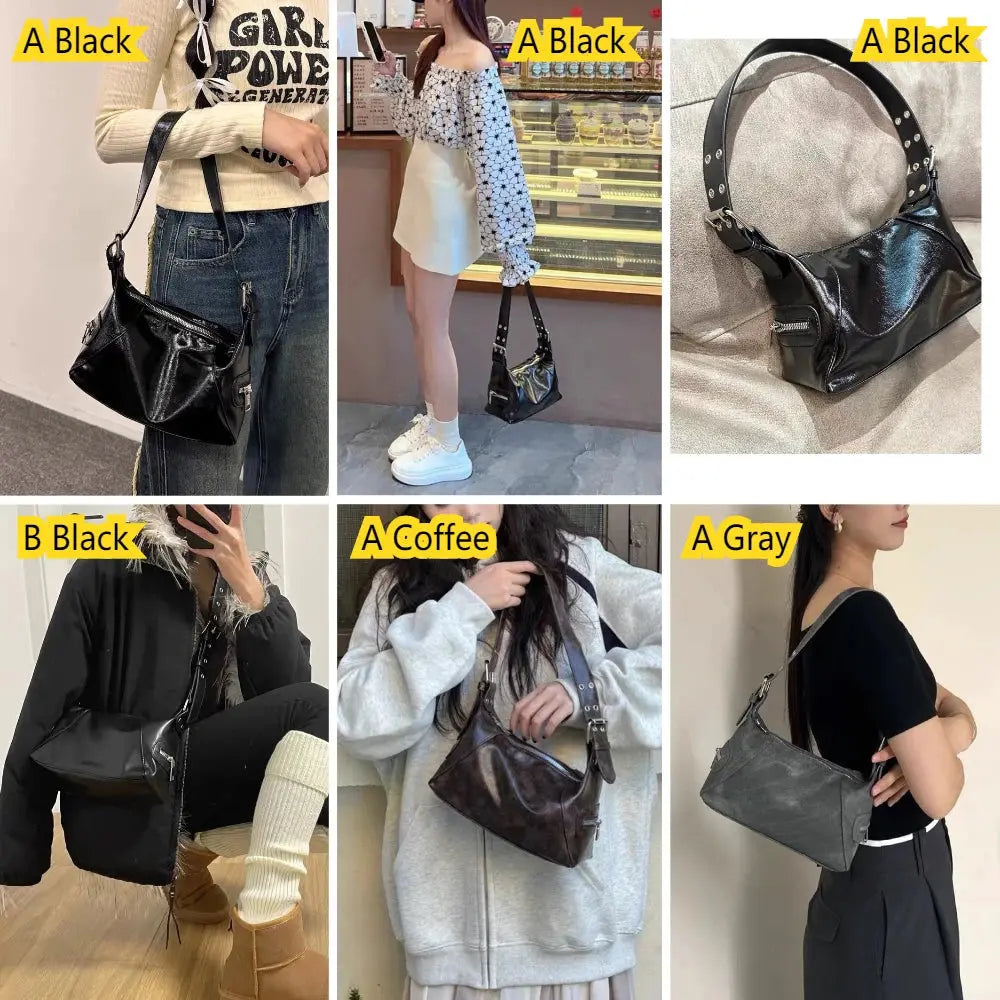Vintage Y2K Women's Underarm Bags Pu Leather Hot Girls Shoulder Bag Casual Portable Female Tote Purse Crossbody Bag Handbags Humana Conditio LLC