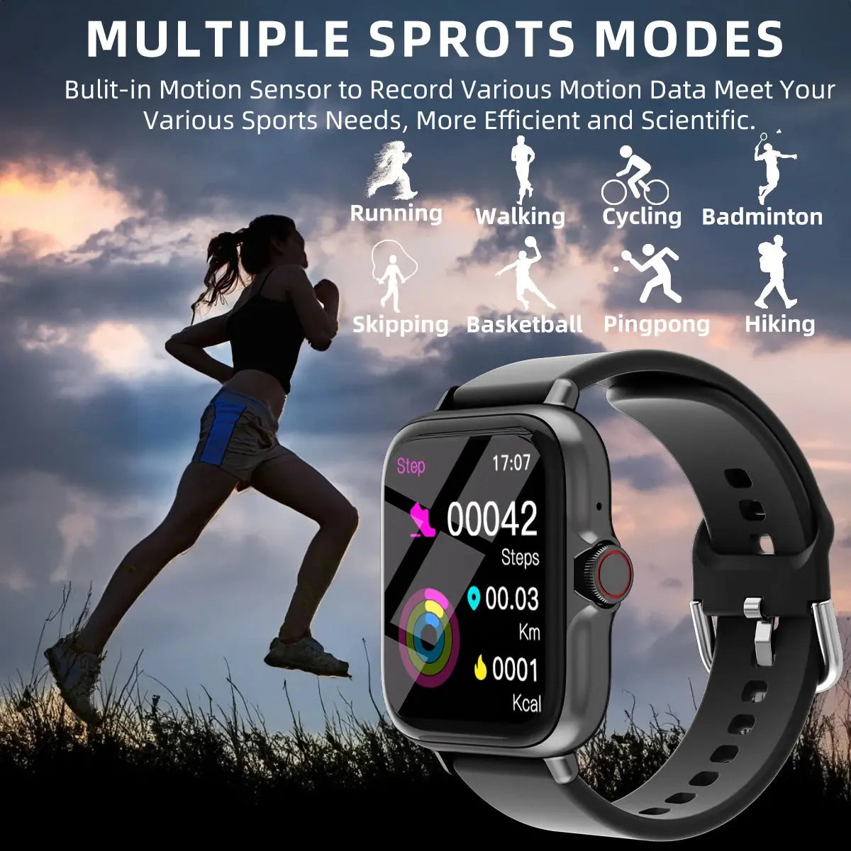 1.83'' Waterproof Smart Watch with Message Answer Call Sleep Monitoring Sports Pedometer Information Alerts For iPhone Android Humana Conditio LLC