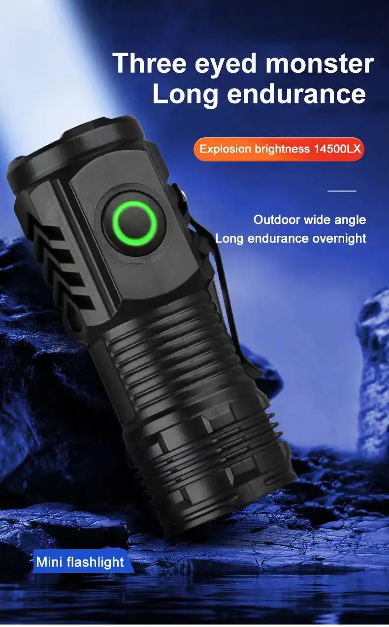 LED Strong Light Flashlight Rechargeable Multi functional for Long Range Portable Outdoor Home Mini Flashlight Cap Clip Light Humana Conditio LLC