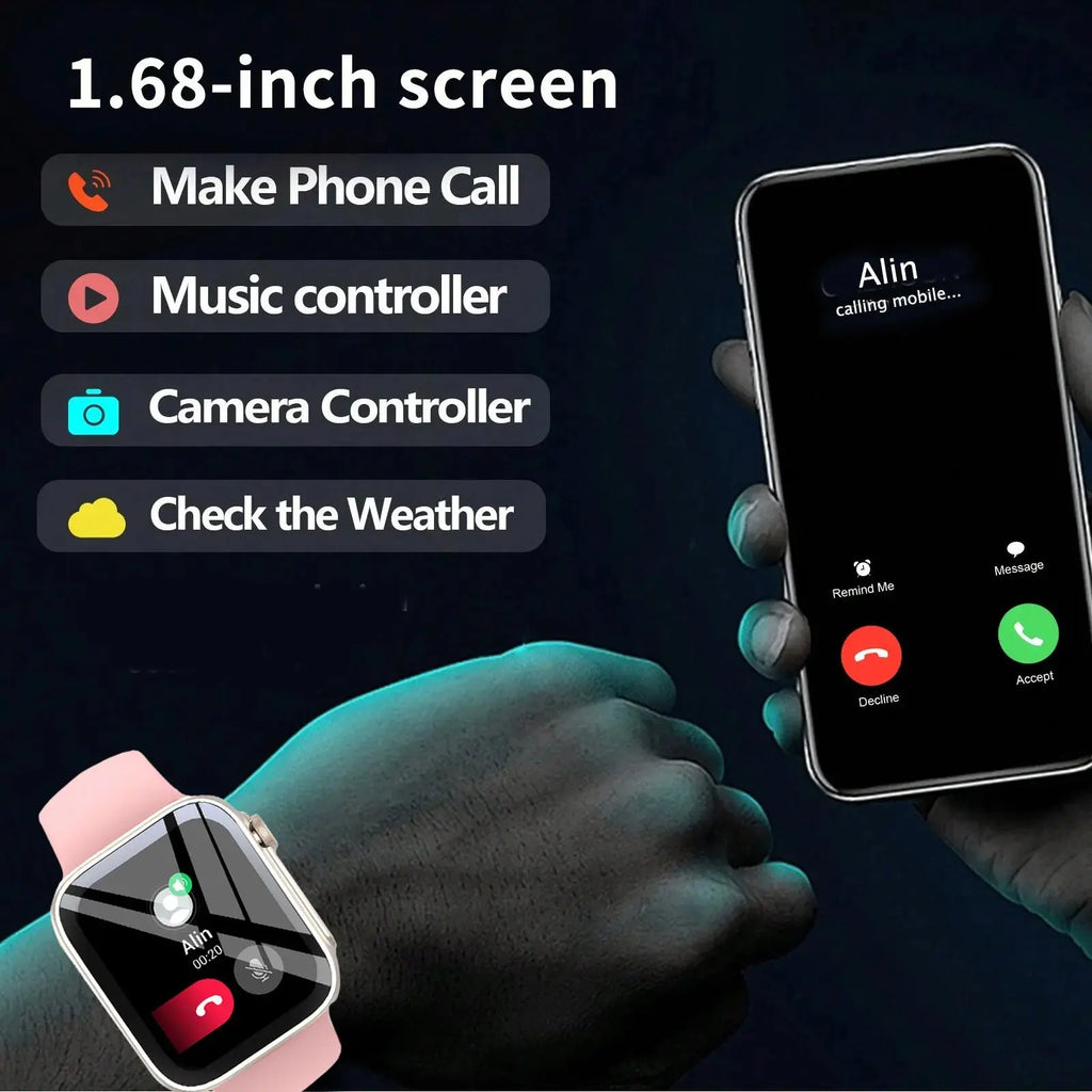 Smart Watch with 2.01-Inch HD Display – Wireless Calling/Dialing, Alarm/Message Notifications, Fitness Tracking, Music Control. Humana Conditio LLC