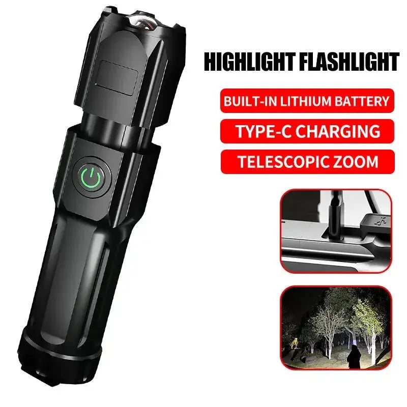 Powerful LED Flashlight 100000 Lumen Tactical Flashlights Rechargeable USB 18650 Waterproof Zoom Fishing Hunting LED Flashlight Humana Conditio LLC