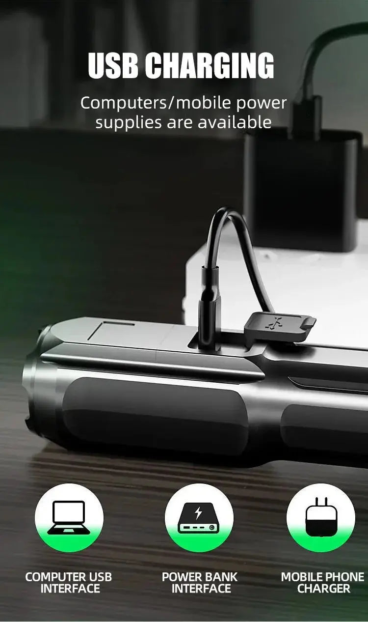 Powerful LED Flashlight 100000 Lumen Tactical Flashlights Rechargeable USB 18650 Waterproof Zoom Fishing Hunting LED Flashlight Humana Conditio LLC