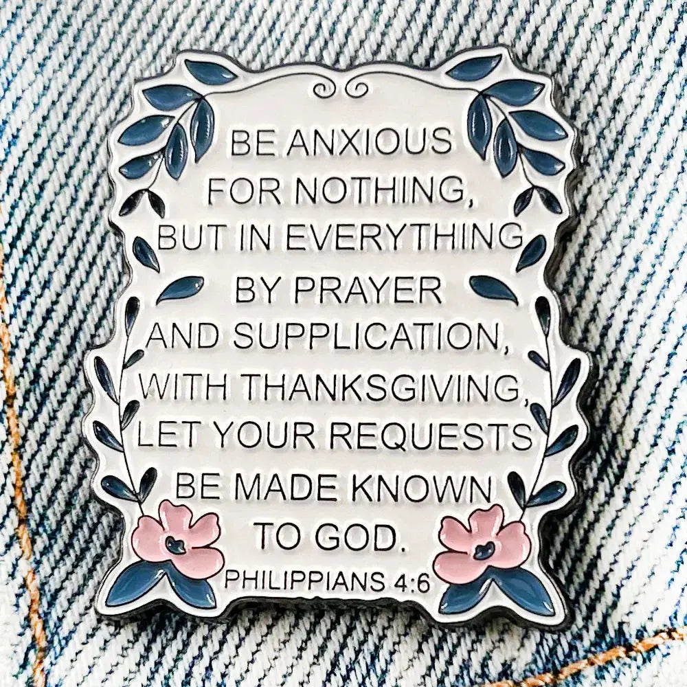Philippians 4:6 Lapel Pin Bible Verse Badge With Thanksgiving Let Your Requests Be Made Known To God Religious Gifts Humana Conditio LLC