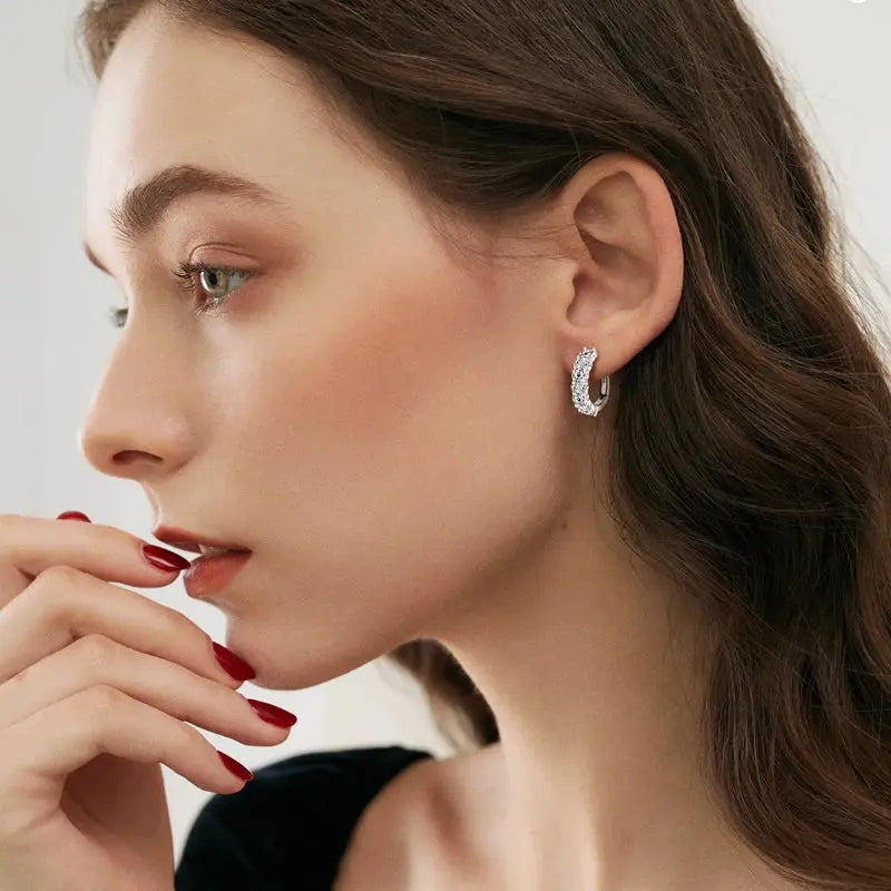 Real 925 Sterling Silver Moisanite Earrings D Color 2.76CTTW. Moisanite Lab Diamond Hoops Earrings Sparking Wedding Fine Jewelry Humana Conditio LLC