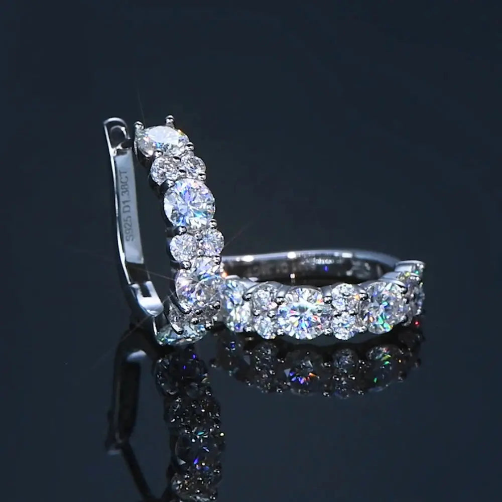 Real 925 Sterling Silver Moisanite Earrings D Color 2.76CTTW. Moisanite Lab Diamond Hoops Earrings Sparking Wedding Fine Jewelry Humana Conditio LLC