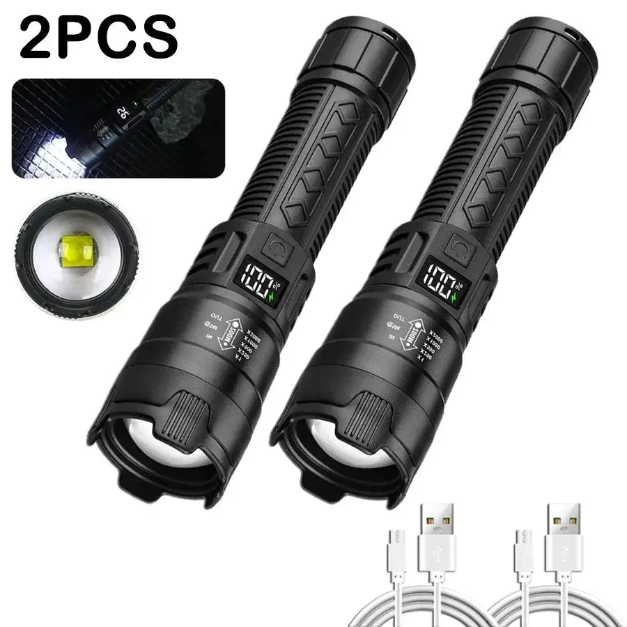 High Power 2000LM LED Flashlight Built-in Battery USB Rechargeable Strong Light Tactical Torch Outdoor Camping Hiking Lantern Humana Conditio LLC