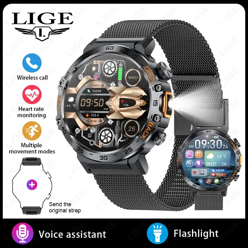 2025 Smart Watch Men 360*360 AMOLED HD Screen Waterproof Sports Fitness Watches Flashlight New Men Smartwatch For Andrio IOS Humana Conditio LLC