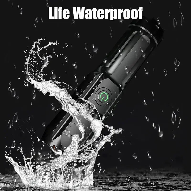 Powerful LED Flashlight 100000 Lumen Tactical Flashlights Rechargeable USB 18650 Waterproof Zoom Fishing Hunting LED Flashlight Humana Conditio LLC