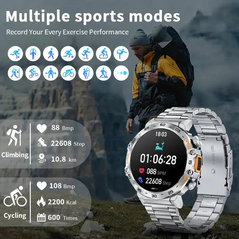 2025 Smart Watch Men 360*360 AMOLED HD Screen Waterproof Sports Fitness Watches Flashlight New Men Smartwatch For Andrio IOS Humana Conditio LLC