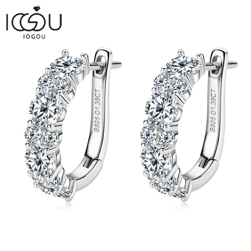Real 925 Sterling Silver Moisanite Earrings D Color 2.76CTTW. Moisanite Lab Diamond Hoops Earrings Sparking Wedding Fine Jewelry Humana Conditio LLC