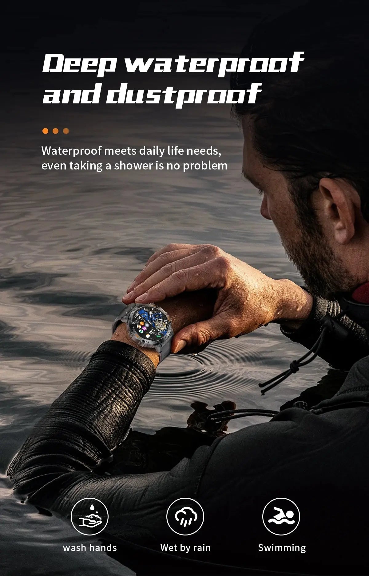 2025 Smart Watch Men 360*360 AMOLED HD Screen Waterproof Sports Fitness Watches Flashlight New Men Smartwatch For Andrio IOS Humana Conditio LLC