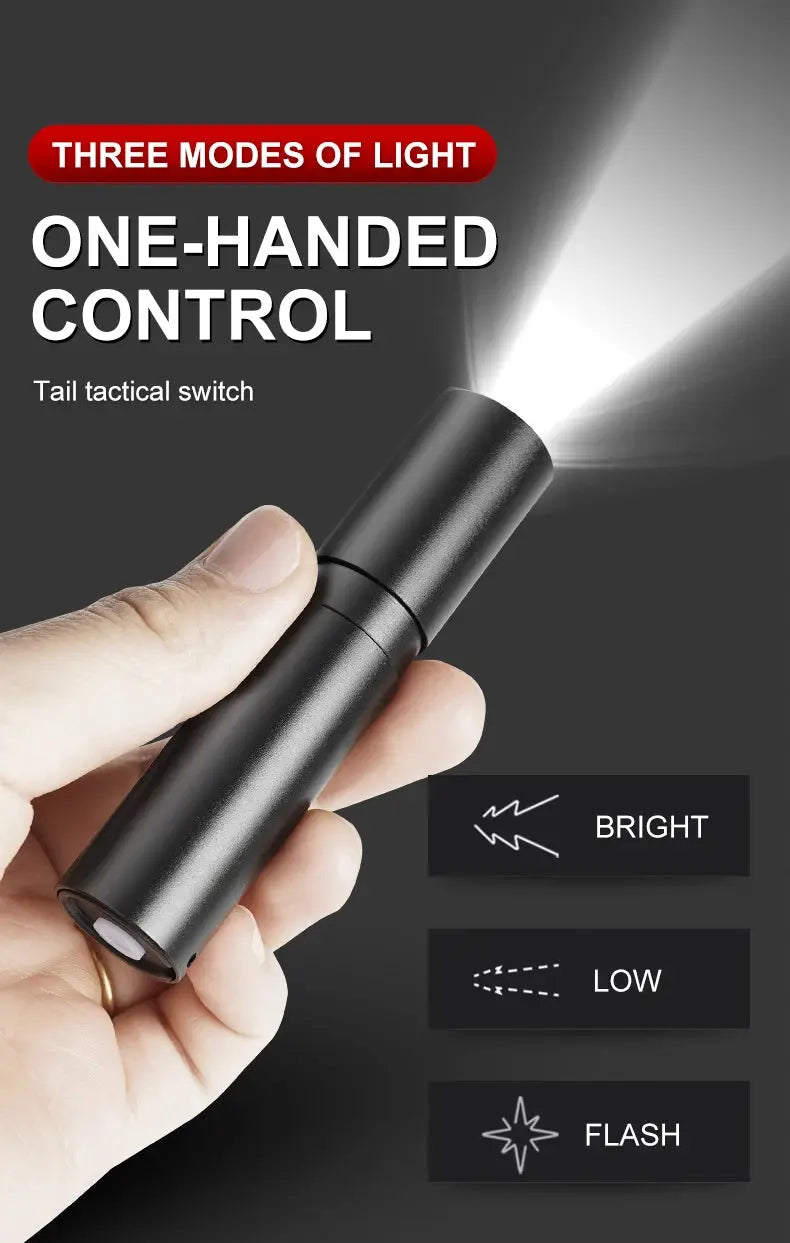 Mini Flashlight USB Rechargeable Aluminum Alloy Flashlight Super Bright LED Bead Adjustable Focus Long-range Portable Flashlight Humana Conditio LLC