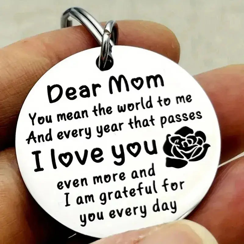 Stainless Steel 'Dear Mom I Love You' Keychain - Perfect Gift for Mother's Day, Birthday, Christmas, Thanksgiving Humana Conditio LLC