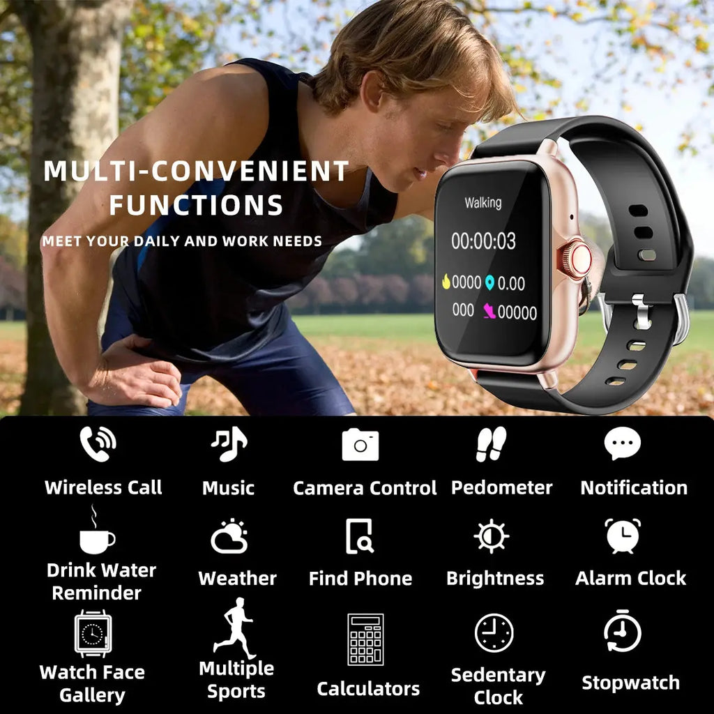 1.83'' Waterproof Smart Watch with Message Answer Call Sleep Monitoring Sports Pedometer Information Alerts For iPhone Android Humana Conditio LLC