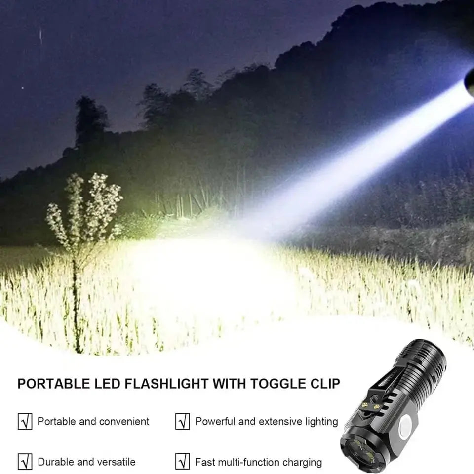 LED Strong Light Flashlight Rechargeable Multi functional for Long Range Portable Outdoor Home Mini Flashlight Cap Clip Light Humana Conditio LLC