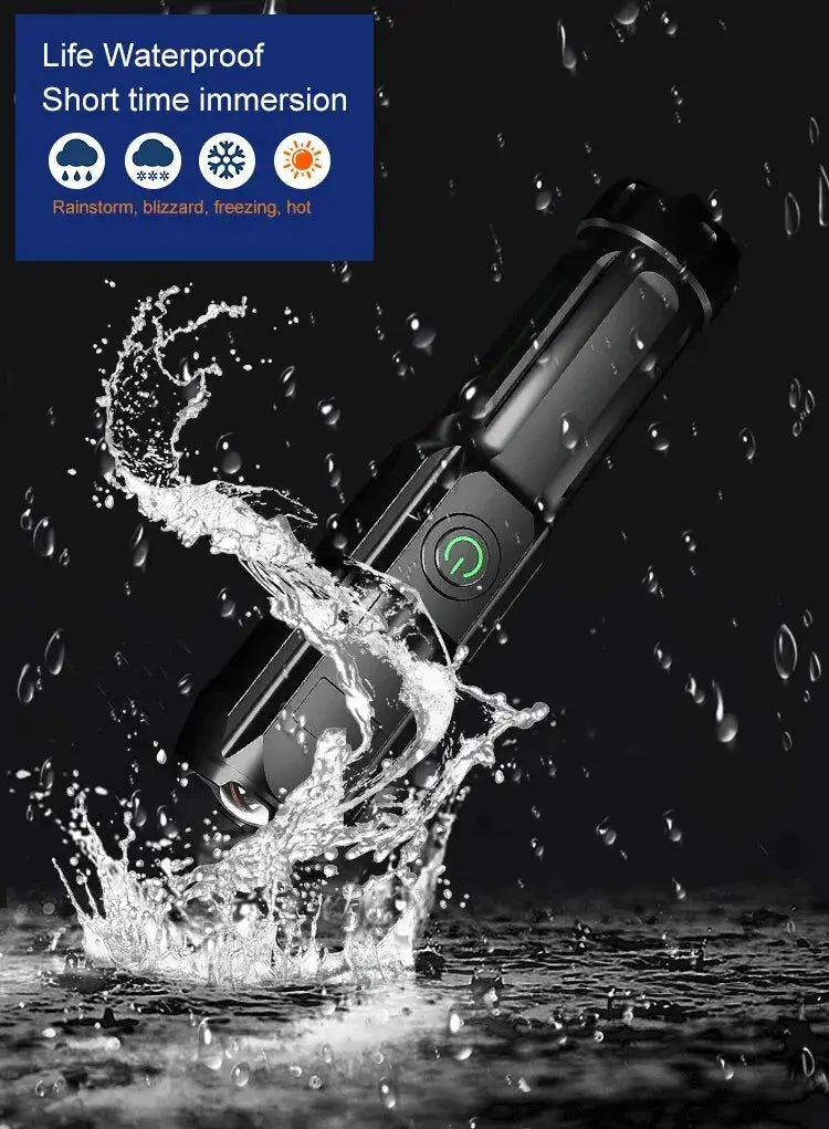 Powerful LED Flashlight 100000 Lumen Tactical Flashlights Rechargeable USB 18650 Waterproof Zoom Fishing Hunting LED Flashlight Humana Conditio LLC