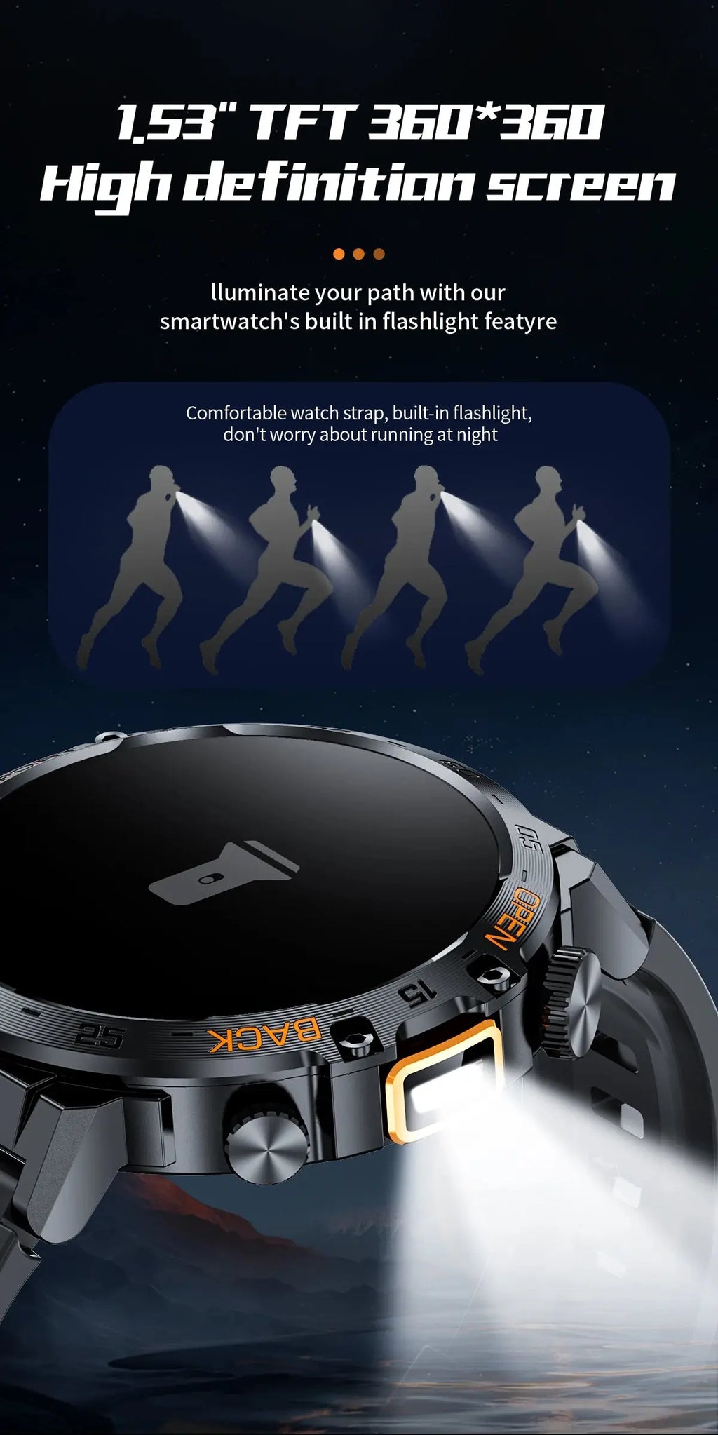 2025 Smart Watch Men 360*360 AMOLED HD Screen Waterproof Sports Fitness Watches Flashlight New Men Smartwatch For Andrio IOS Humana Conditio LLC