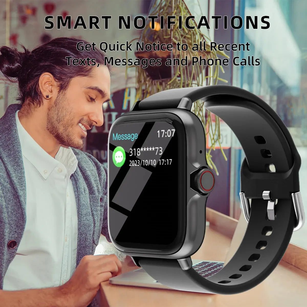 1.83'' Waterproof Smart Watch with Message Answer Call Sleep Monitoring Sports Pedometer Information Alerts For iPhone Android Humana Conditio LLC