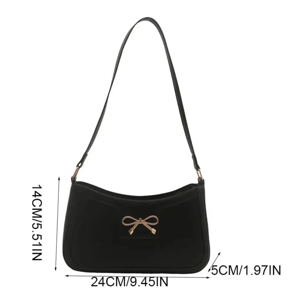 Elegant Y2k Bow Shoulder Bag Zipper Solid Color Bowknot Underarm Bag Small Square Bag PU Leather Women Handbag Daily Humana Conditio LLC