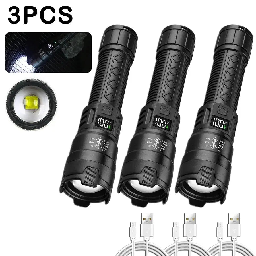 High Power 2000LM LED Flashlight Built-in Battery USB Rechargeable Strong Light Tactical Torch Outdoor Camping Hiking Lantern Humana Conditio LLC