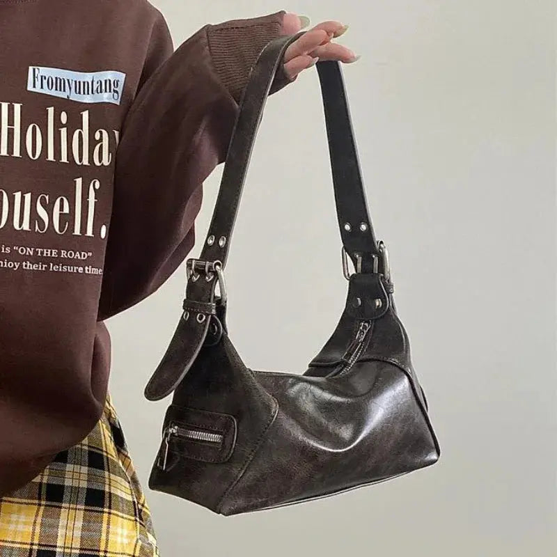 Vintage Y2K Women's Underarm Bags Pu Leather Hot Girls Shoulder Bag Casual Portable Female Tote Purse Crossbody Bag Handbags Humana Conditio LLC