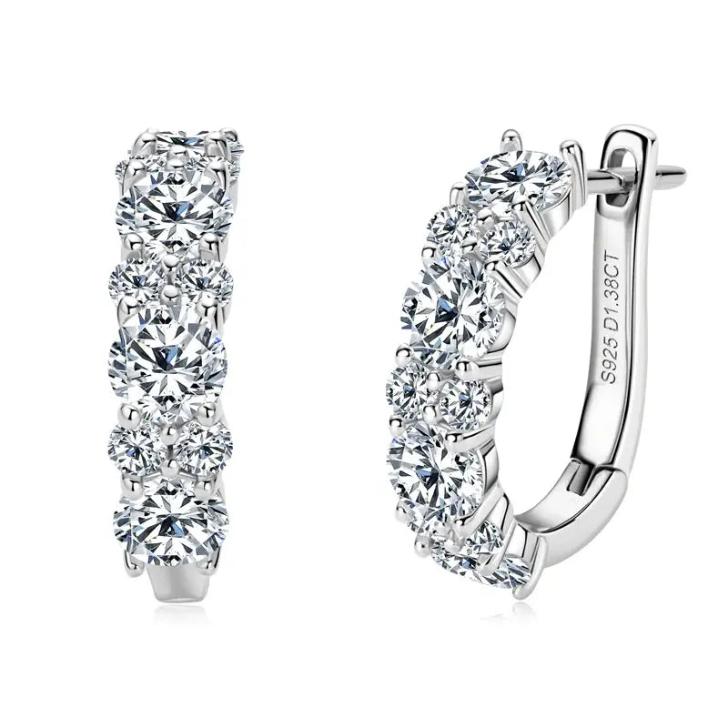 Real 925 Sterling Silver Moisanite Earrings D Color 2.76CTTW. Moisanite Lab Diamond Hoops Earrings Sparking Wedding Fine Jewelry Humana Conditio LLC