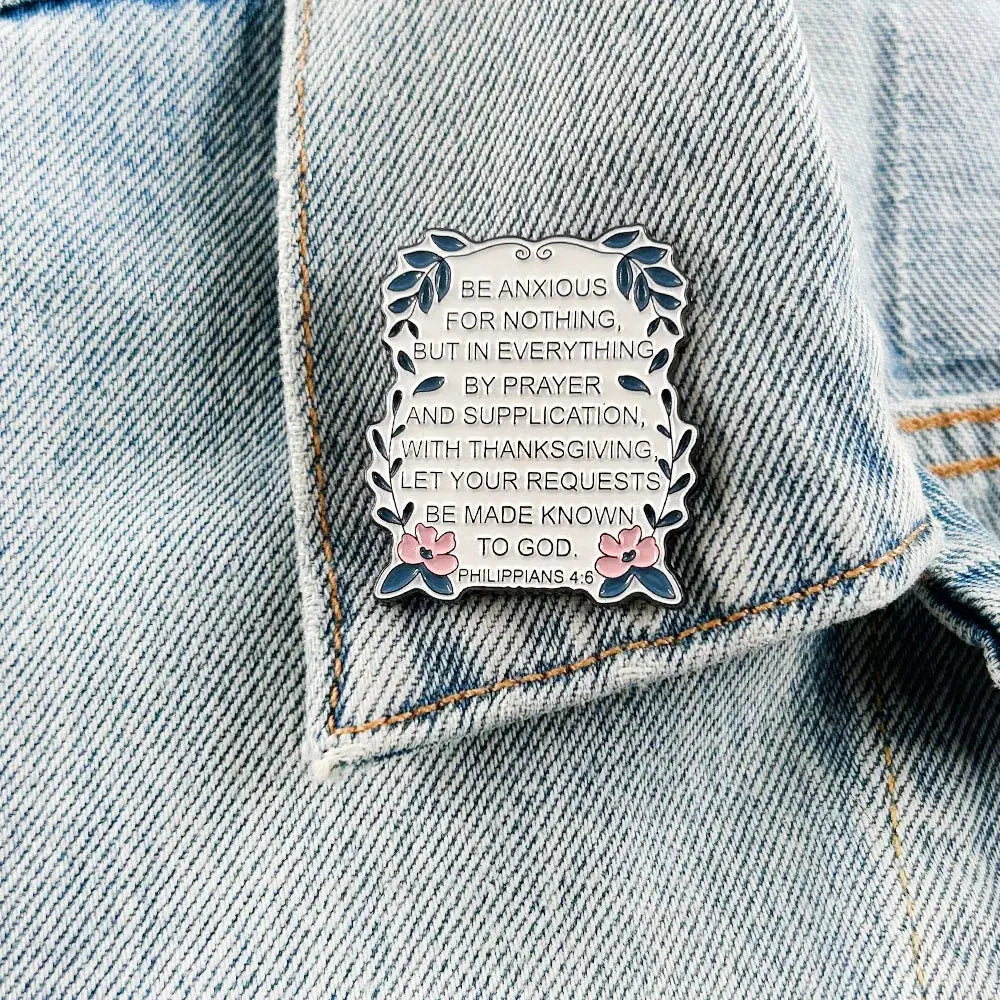 Philippians 4:6 Lapel Pin Bible Verse Badge With Thanksgiving Let Your Requests Be Made Known To God Religious Gifts Humana Conditio LLC