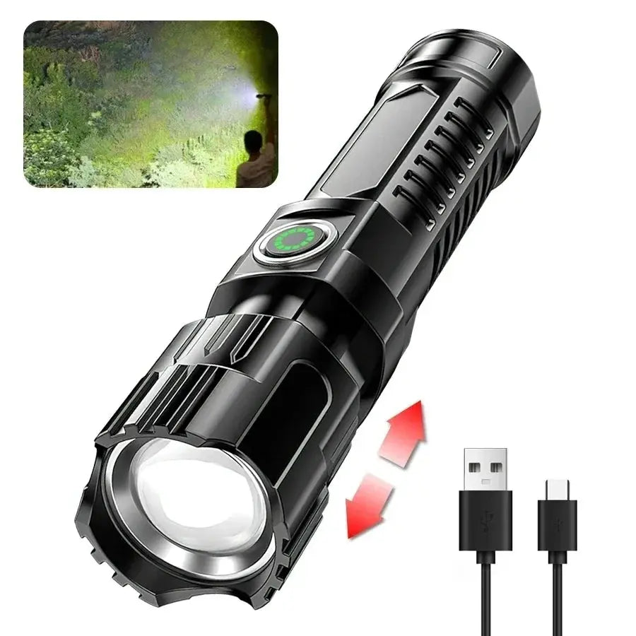 High Power 2000LM LED Flashlight Built-in Battery USB Rechargeable Strong Light Tactical Torch Outdoor Camping Hiking Lantern Humana Conditio LLC