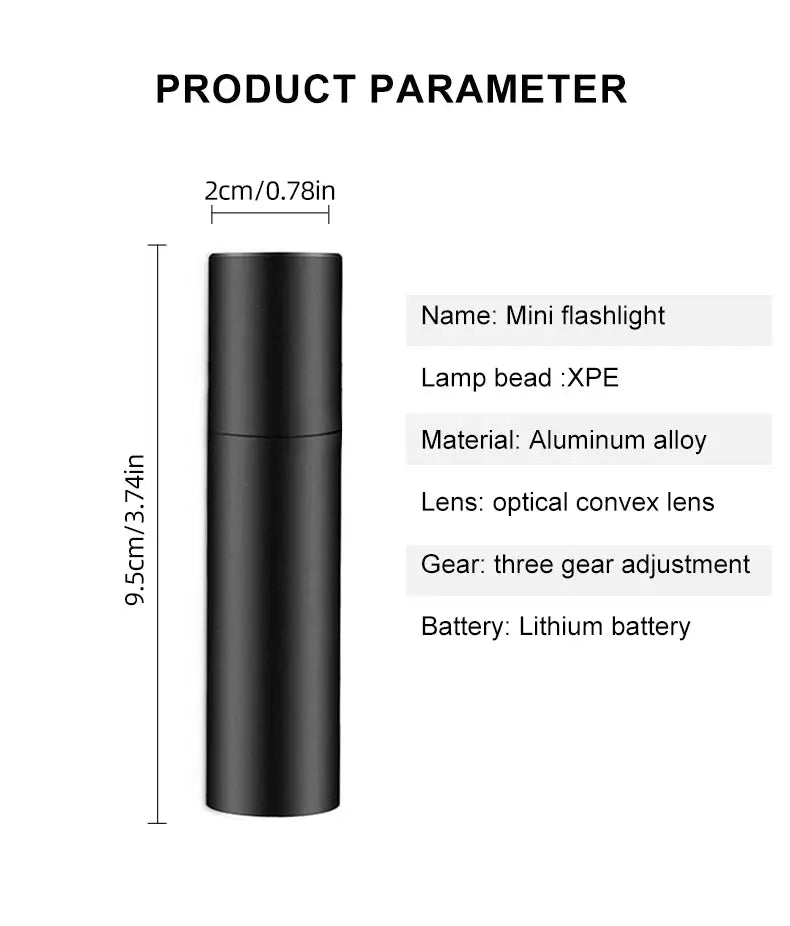 Mini Flashlight USB Rechargeable Aluminum Alloy Flashlight Super Bright LED Bead Adjustable Focus Long-range Portable Flashlight Humana Conditio LLC