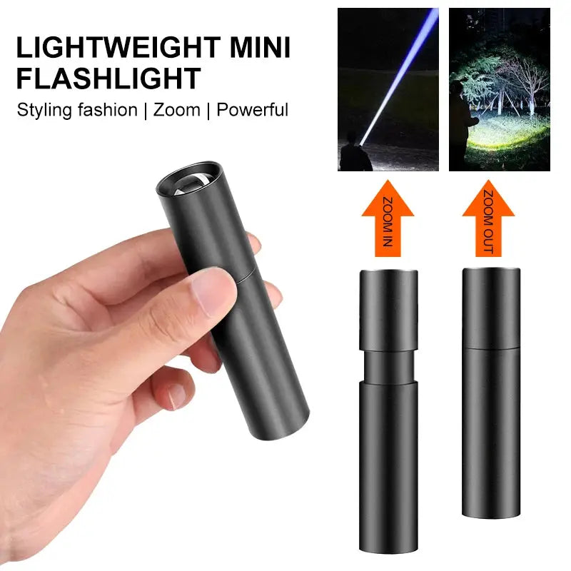 Mini Flashlight USB Rechargeable Aluminum Alloy Flashlight Super Bright LED Bead Adjustable Focus Long-range Portable Flashlight Humana Conditio LLC