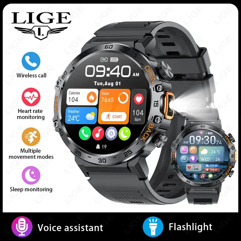 2025 Smart Watch Men 360*360 AMOLED HD Screen Waterproof Sports Fitness Watches Flashlight New Men Smartwatch For Andrio IOS Humana Conditio LLC