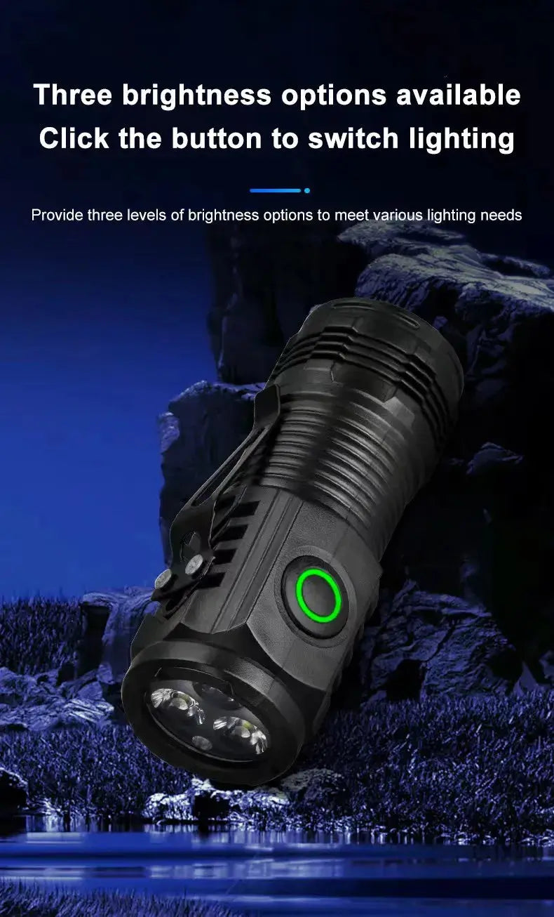 LED Strong Light Flashlight Rechargeable Multi functional for Long Range Portable Outdoor Home Mini Flashlight Cap Clip Light Humana Conditio LLC