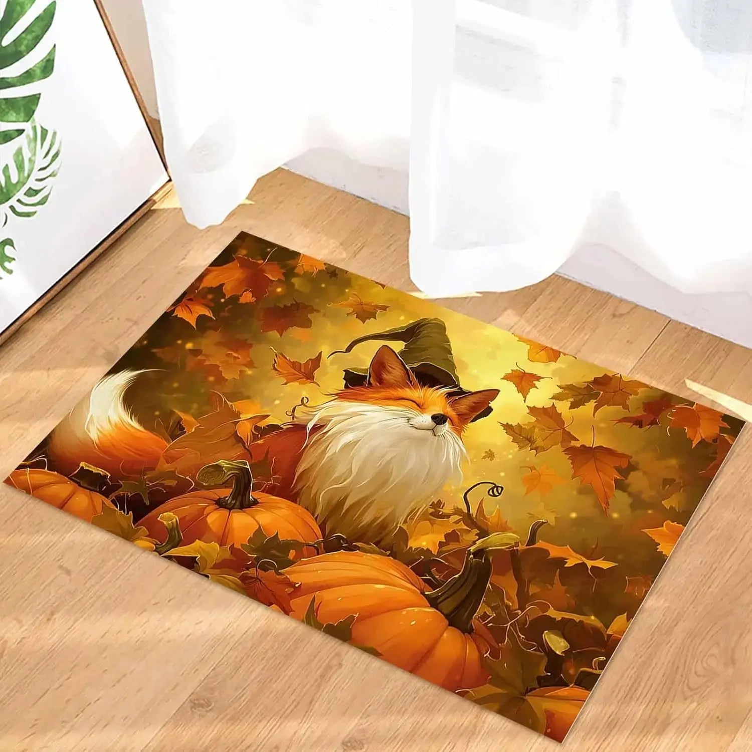 Fall Thanksgiving Animal Pumpkins Maple Leaves Entrance Doormat Decor Kitchen Corridor Balcony Rugs Bathroom Anti-slip Foot Mat Humana Conditio LLC