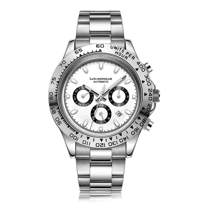 Meteorite Di Series Business Men's Mechanical Watch, Three-Eye Six-Hand Multi-Function Fully Automatic Mechanical Watch, Men's Watch with Skeleton Design, Fashionable Business Casual Watch, High-End Gift Humana Conditio LLC