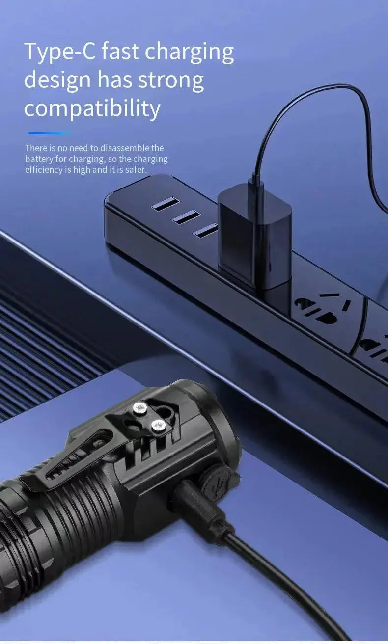 LED Strong Light Flashlight Rechargeable Multi functional for Long Range Portable Outdoor Home Mini Flashlight Cap Clip Light Humana Conditio LLC