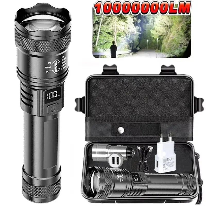 High-power Led Flashlight USB Rechargeable Torch with Display Zoomable Light with Battery Camping Hiking Lantern Emergency Lamp Humana Conditio LLC