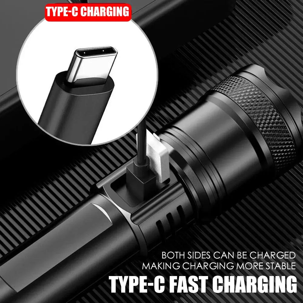 High-power Led Flashlight USB Rechargeable Torch with Display Zoomable Light with Battery Camping Hiking Lantern Emergency Lamp Humana Conditio LLC