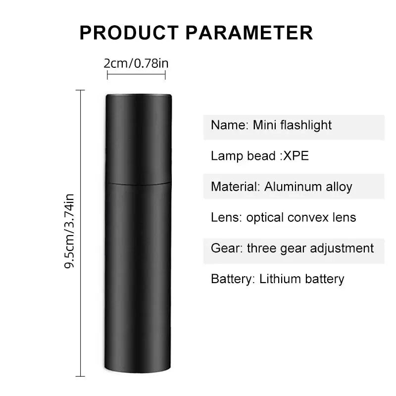 Mini Flashlight USB Rechargeable Aluminum Alloy Flashlight Super Bright LED Bead Adjustable Focus Long-range Portable Flashlight Humana Conditio LLC