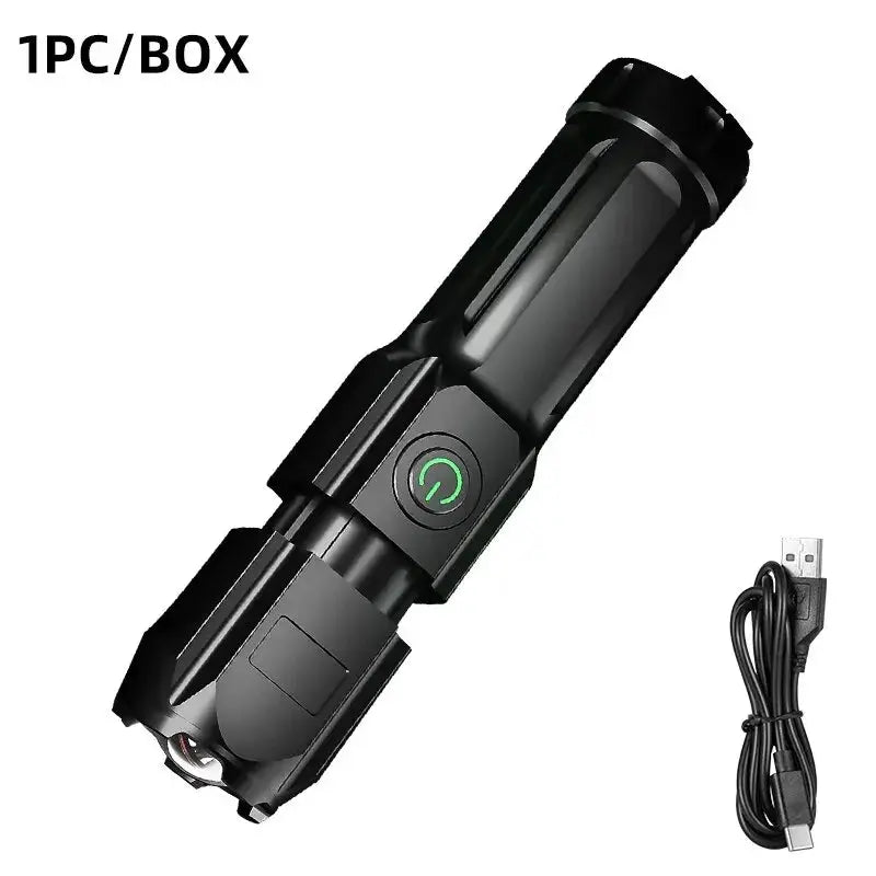 Powerful LED Flashlight 100000 Lumen Tactical Flashlights Rechargeable USB 18650 Waterproof Zoom Fishing Hunting LED Flashlight Humana Conditio LLC