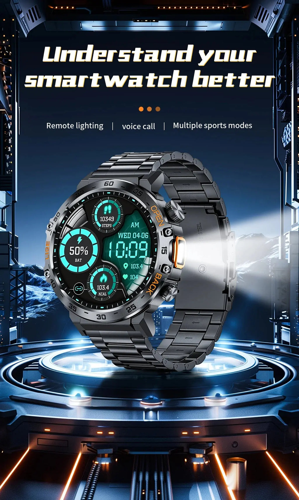 2025 Smart Watch Men 360*360 AMOLED HD Screen Waterproof Sports Fitness Watches Flashlight New Men Smartwatch For Andrio IOS Humana Conditio LLC