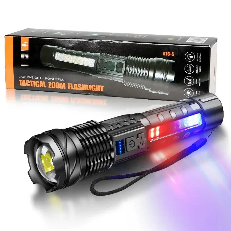High-power Led Flashlight USB Rechargeable Torch with Display Zoomable Light with Battery Camping Hiking Lantern Emergency Lamp Humana Conditio LLC